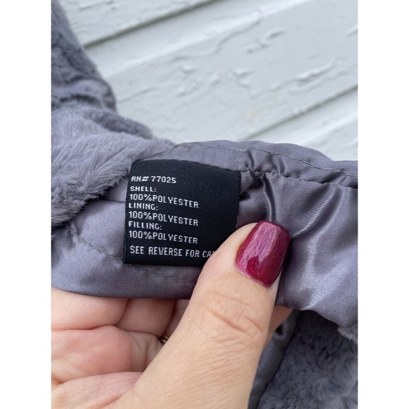 CHI BY CARLOS FALCHI VEST Sz Small GRAY FAUX FUR DRAPED OPEN FRONT - Picture 4 of 5